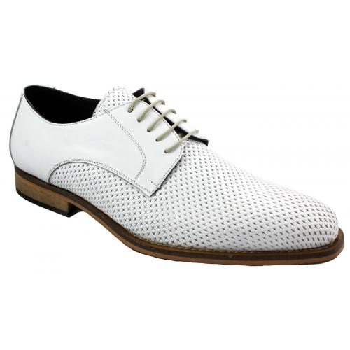 Duca Di Matiste 208 White Genuine Italian Calfskin / Calf Perforated Shoes.